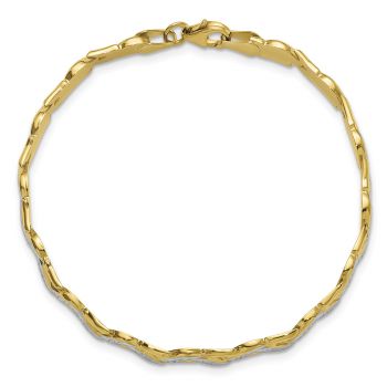 14K Two-Tone Gold Diamond-Cut Designer Bracelet 4