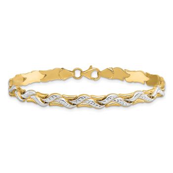 14K Two-Tone Gold Diamond-Cut Designer Bracelet
