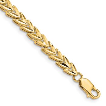 14K Gold Diamond-Cut Leaf Bracelet
