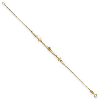 Double Strand Cross Bracelet in 14K Gold for Women 2