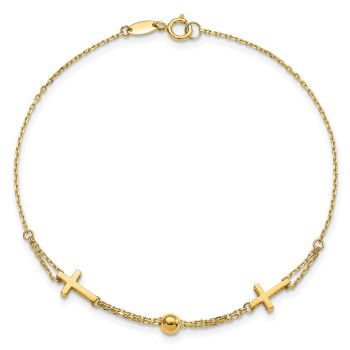 Double Strand Cross Bracelet in 14K Gold for Women 3