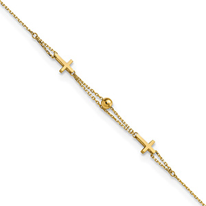 Double Strand Cross Bracelet in 14K Gold for Women