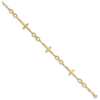 10K Gold Infinity Cross Bracelet for Women 2
