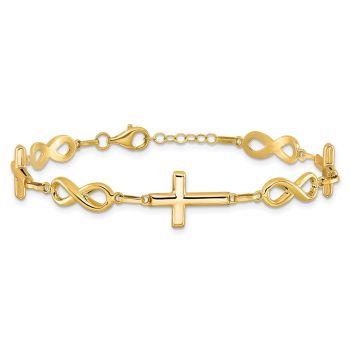 10K Gold Infinity Cross Bracelet for Women 3