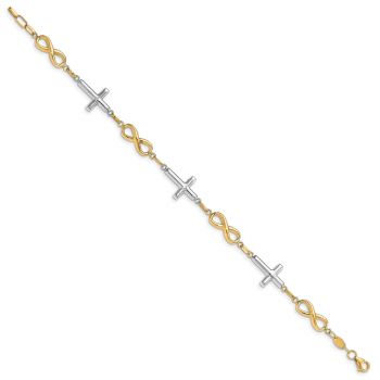 10K Two-Tone Gold Women's Infinity Cross Bracelet 2