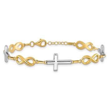 10K Two-Tone Gold Women's Infinity Cross Bracelet 3