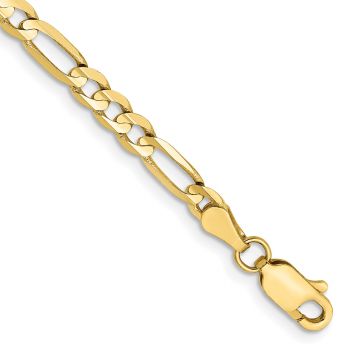 Italian 10K Gold 4mm Figaro Link Bracelet