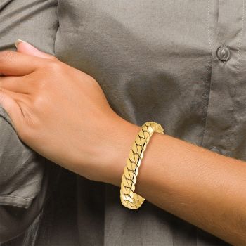 Italian 14K Gold Women's Hollow Cuban Link Bracelet 4