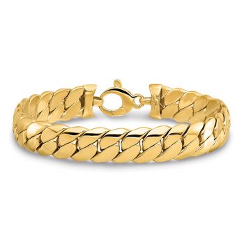 Italian 14K Gold Women's Hollow Cuban Link Bracelet
