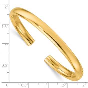 Italian 14K Gold Polished Plain Cuff Bangle Bracelet 3