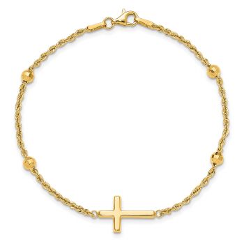 Rope Cross Bracelet for Women in 14K Gold 4