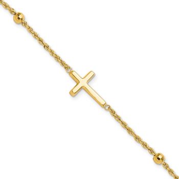 Rope Cross Bracelet for Women in 14K Gold 2