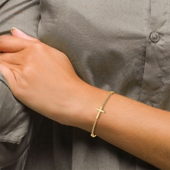 Rope Cross Bracelet for Women in 14K Gold 5