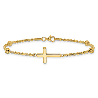 Rope Cross Bracelet for Women in 14K Gold