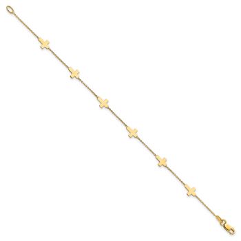 14K Gold Italian Women's Cross Bracelet 2