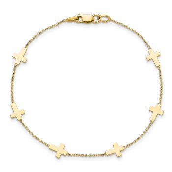 14K Gold Italian Women's Cross Bracelet 3