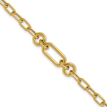 Women's 14K Gold Italian Mixed Link Bracelet 2