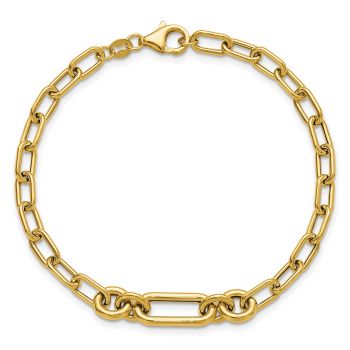 Women's 14K Gold Italian Mixed Link Bracelet 4