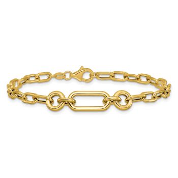 Women's 14K Gold Italian Mixed Link Bracelet