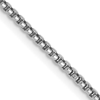 1.5mm 14K Semi-Solid White Gold Round Box Chain 2