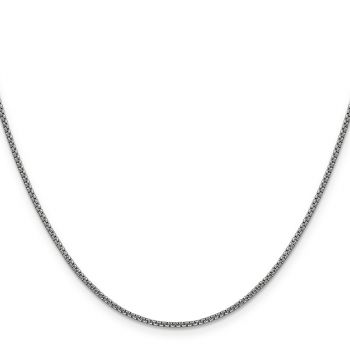 1.5mm 14K Semi-Solid White Gold Round Box Chain