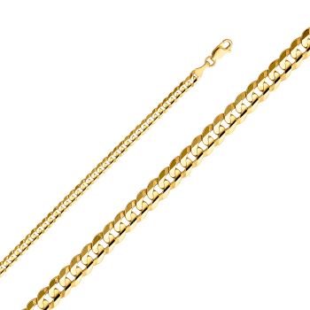 4mm 14K Gold Concave Curb Link Chain Necklace