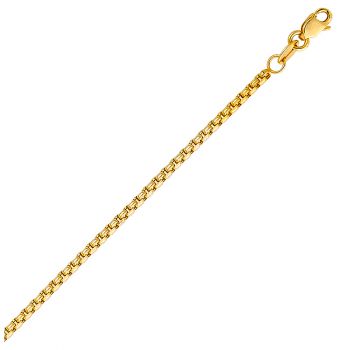 2.7mm 14K Gold Semi-Solid Round Box Chain Necklace