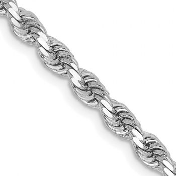 14K White Gold 3.25mm Rope Chain Necklace 2