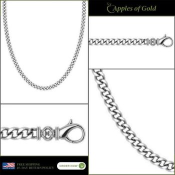 14K Solid White Gold 4.4mm Handmade Thick Curb Link Chain Necklace 3