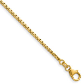 18K Gold Italian 2mm Round Box Chain Necklace 2