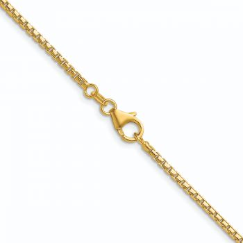 18K Gold Italian 2mm Round Box Chain Necklace 3
