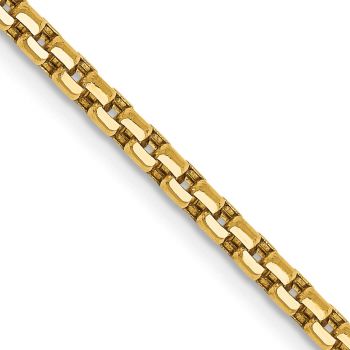 2.45mm Round Box Chain Necklace in 14K Semi-Solid Gold 2