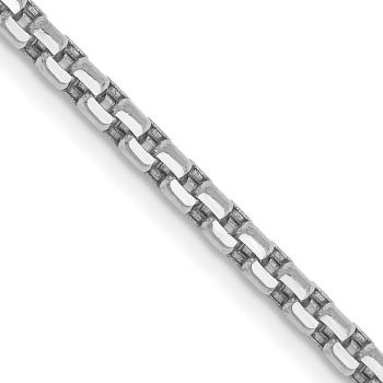 2.45mm Round Box Chain Necklace in 14K Semi-Solid White Gold 2