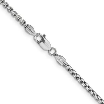 2.45mm Round Box Chain Necklace in 14K Semi-Solid White Gold 3