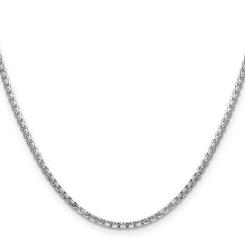 2.45mm Round Box Chain Necklace in 14K Semi-Solid White Gold