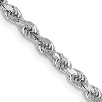 2.75mm 14K White Gold Diamond-Cut Rope Chain Necklace 2