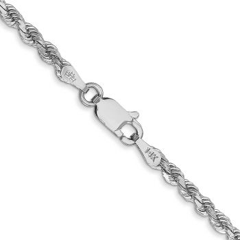 2.75mm 14K White Gold Diamond-Cut Rope Chain Necklace 3