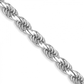 3.5mm 14K White Gold Diamond-Cut Rope Chain Necklace 2