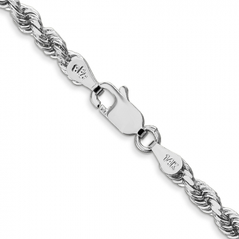 3.5mm 14K White Gold Diamond-Cut Rope Chain Necklace 3