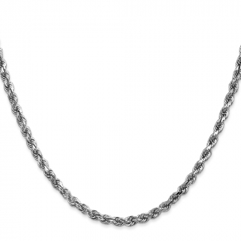 3.5mm 14K White Gold Diamond-Cut Rope Chain Necklace