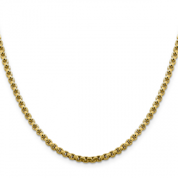 3.6mm 14K Gold Semi-Solid Round Box Chain Necklace