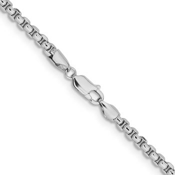 3.6mm 14K Semi-Solid White Gold Round Box Chain Necklace 3