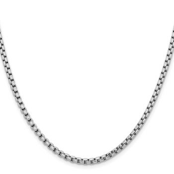 3.6mm 14K Semi-Solid White Gold Round Box Chain Necklace