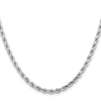 4.25mm 14K White Gold Diamond-Cut Rope Chain