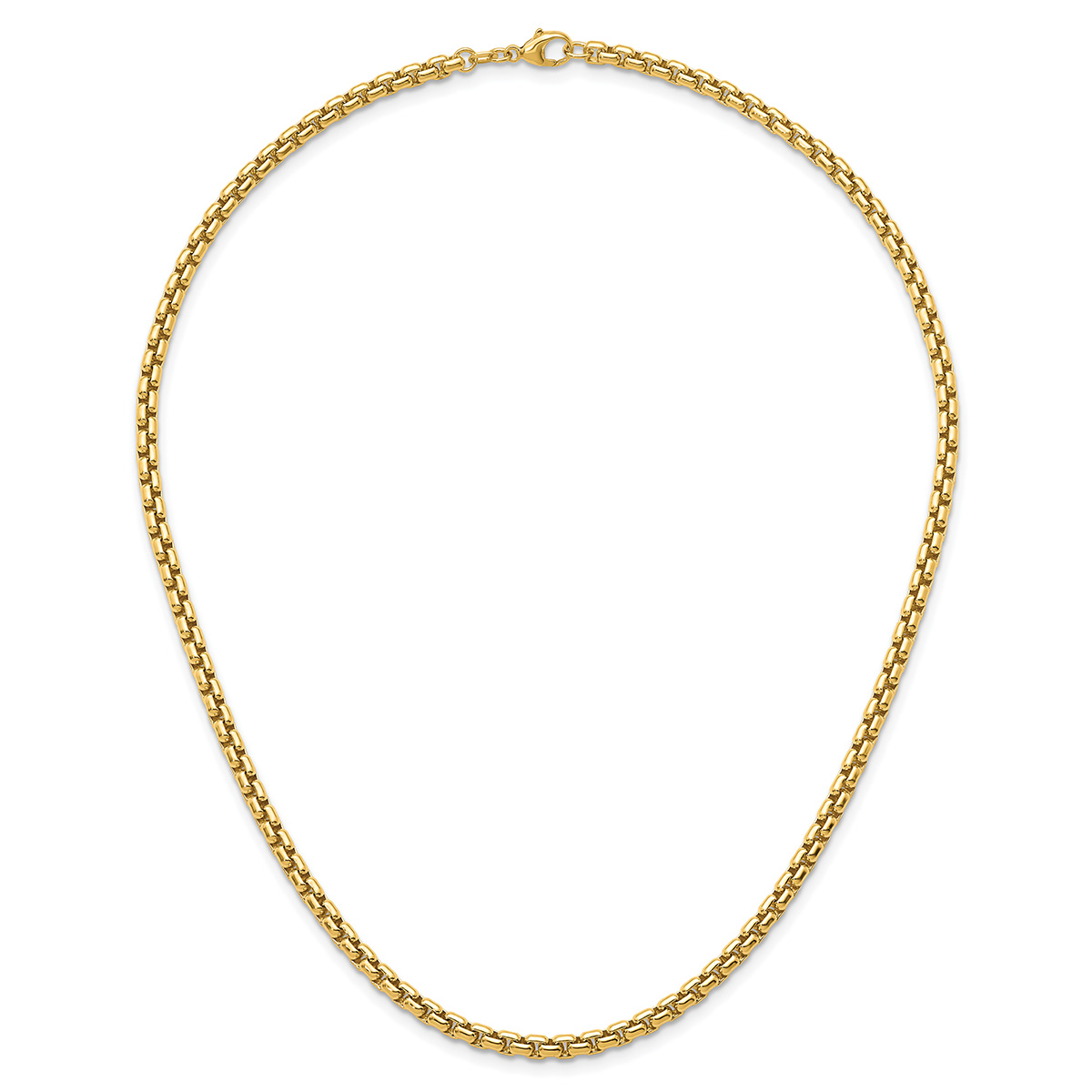 4mm 14K Gold Round Box Chain Necklace