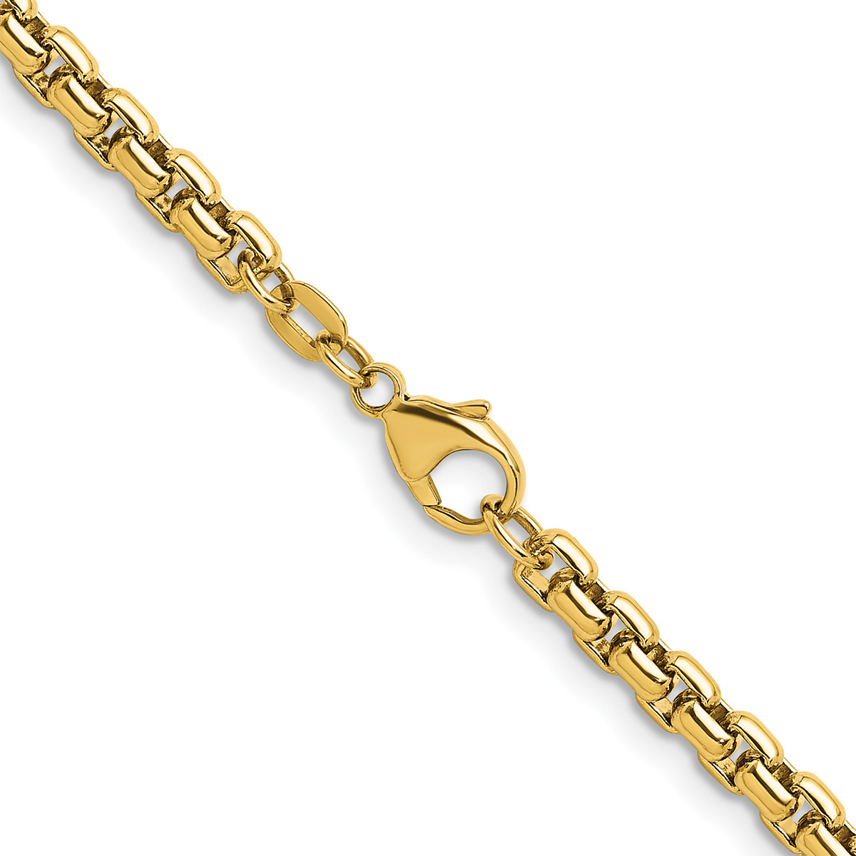 4mm 14K Gold Round Box Chain Necklace
