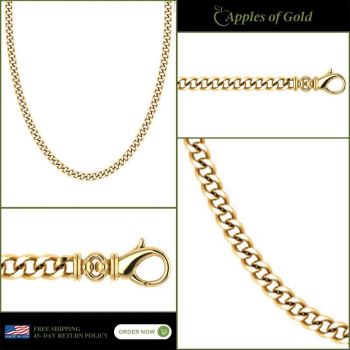 14K Solid Gold Handmade 4.4mm Thick Curb Link Chain Necklace 3