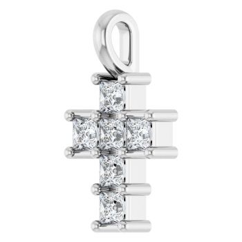 1/4 Carat Princess-Cut Diamond Cross Pendant in 14K White Gold 2