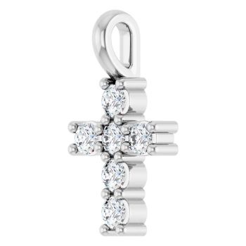 Tiny 1/6 Carat Diamond Cross Pendant for Women in 14K White Gold 2