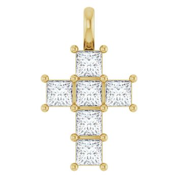 God’s Light 1 Carat Princess-Cut Diamond Cross Pendant in 14K Gold 2